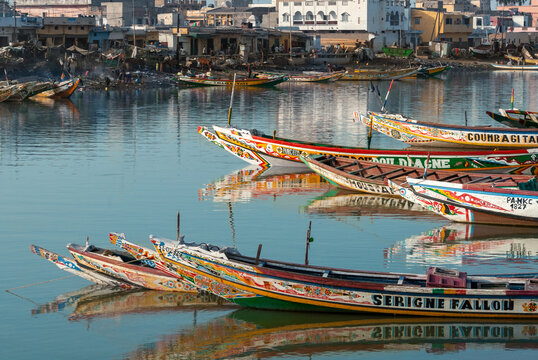 Saint Louis in Senegal with traditional boats