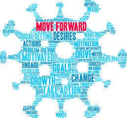 Move Forward Word Cloud on a white background. 