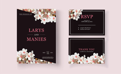 cherry blossom watercolor wedding card