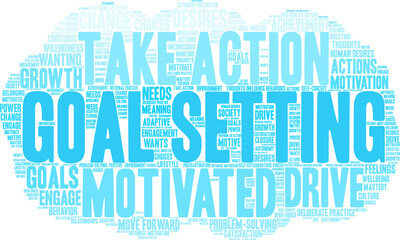 Goal Setting Word Cloud on a white background. 