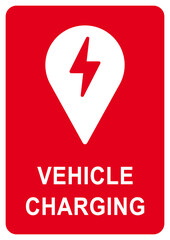 ks840 Kombi-Schild - VEHICLE CHARGING . power supply for electric car charging . poster for electric car charging station . location pin . plug-in . flash lightning . print template - DIN A3 g10284