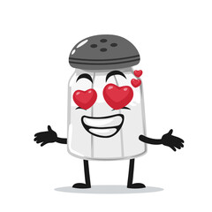 vector illustration of salt shaker mascot or character with love eye