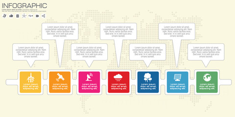 Infographic template and options with flat icons for presentation.