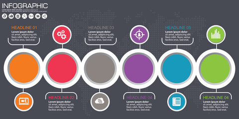 Infographic template and options with flat icons for presentation.