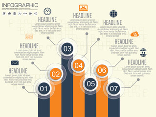 Infographic template and options with flat icons for presentation.