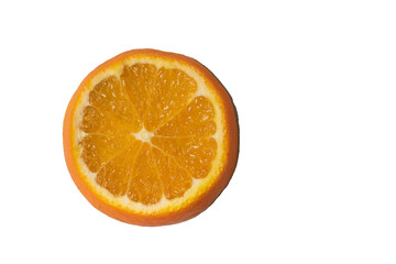 Naklejka na ściany i meble Slices of orange or tangerine isolated on white background. Flat lay, top view. Fruit composition