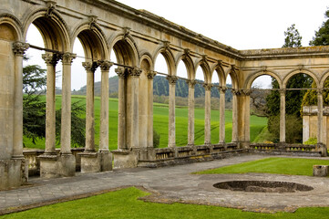 Fototapeta na wymiar detail of a old ruined ornate stately garden, UK