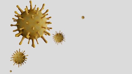 3D illustration flu coronavirus floating. Pandemic of Covid 19 virus infection.