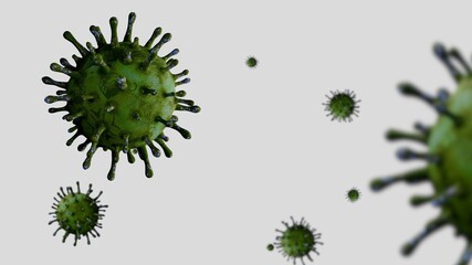 3D illustration flu coronavirus floating. Pandemic of Covid 19 virus infection.