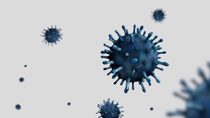 3D illustration flu coronavirus floating. Pandemic of Covid 19 virus infection.