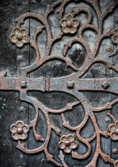 detail of an old ornate wooden door