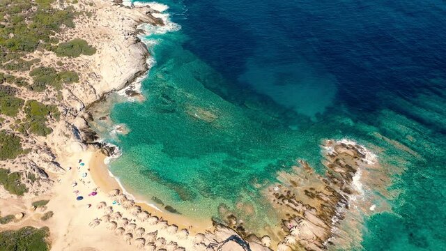 Aerial view in Tigania beach in Greece.