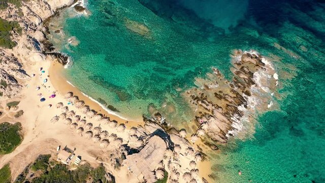 Aerial view in Tigania beach in Greece.