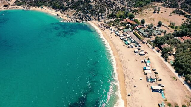 Aerial view in Tigania beach in Greece.