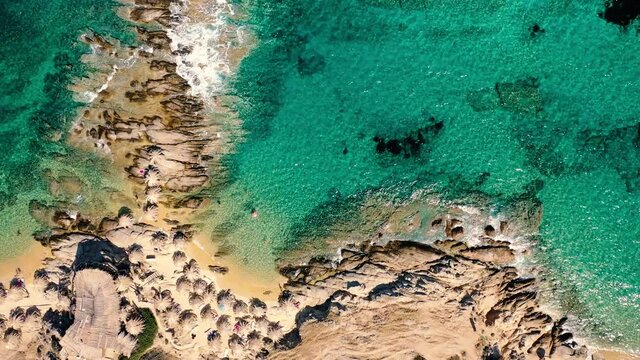 Aerial view in Tigania beach in Greece.