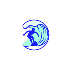 Surfing Logo Design. Surfer And Wave. Vector Illustration.