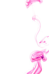 Swirling motion of pink smoke or fog group, abstract line isolated on white background
