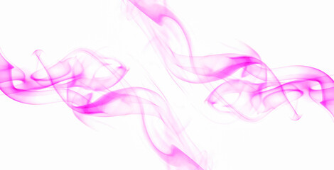 Swirling motion of pink smoke or fog group, abstract line isolated on white background