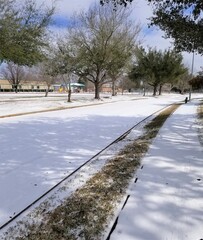 Icy road conditions in Houston Texas 