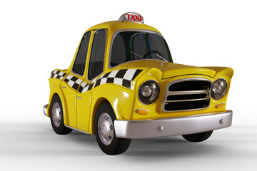 Taxicab isolated. 3D illustration.