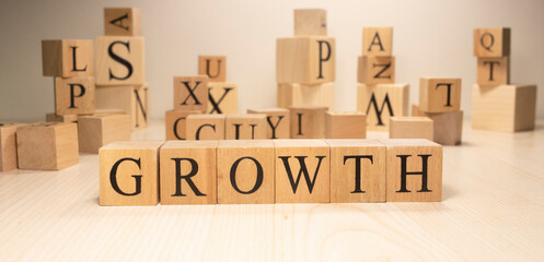 The word growth is from wooden cubes. Economy state government terms.