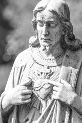 Religious Catholic Statues in Calais Maine Cemetry 