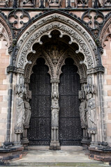 ornate wooden doorway, Lichfield Cathedral, Lichfield, Staffords