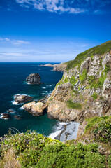 Fototapeta na wymiar rugged coast of Sark, Channel Islands with beach visible