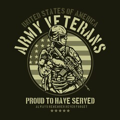 American Army Veteran for T Shirt Graphic