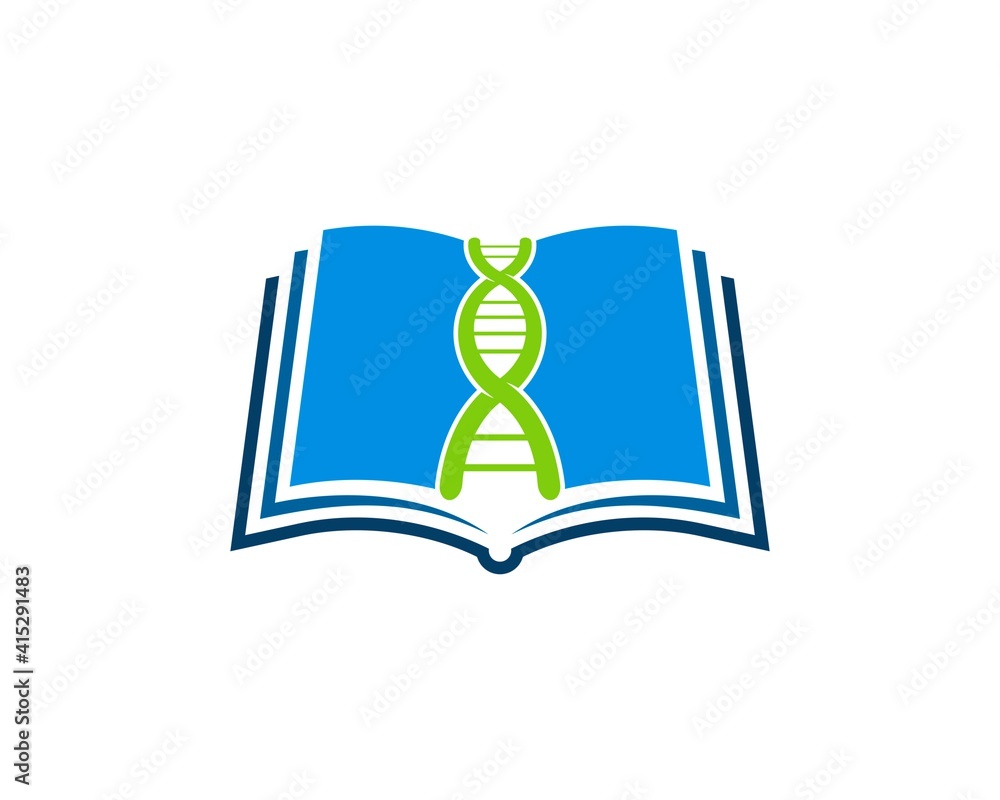 Sticker abstract book with dna symbol inside