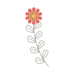 flower leaves decoration icon white background