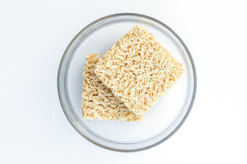 Instant noodles on white background,fast food for every one.