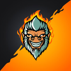 White Hair Monkey Head E Sport Logo