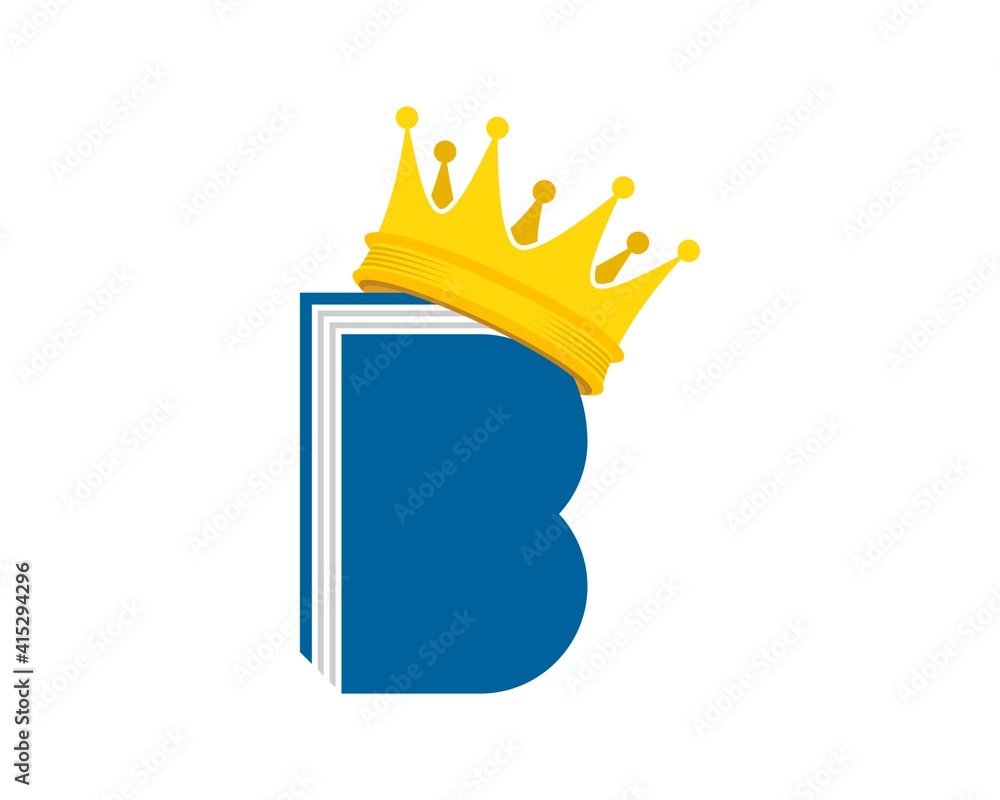 Wall mural Book with B letter initial and crown