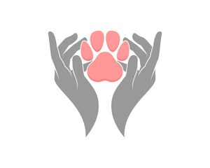 Hand care with pet paw in the middle