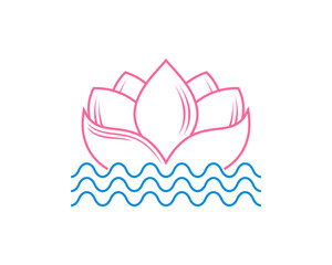 Lotus and water with outline logo