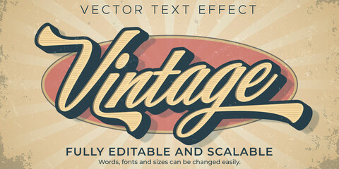 Fototapeta Retro, vintage text effect, editable 70s and 80s text style obraz