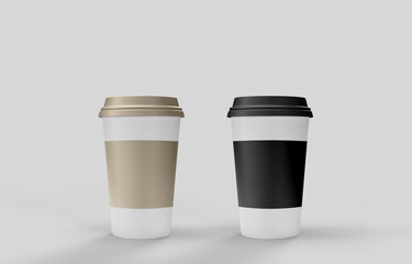 black and gold coffee cup mockup. 3d cup
