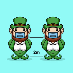 Cute St. Patrick's Day mascot fighting Covid-19