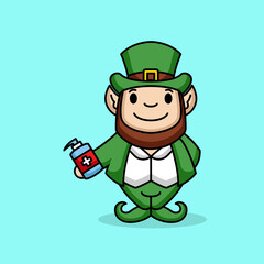 Cute St. Patrick's Day mascot fighting Covid-19