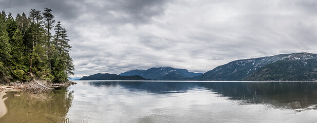 panoramic view of beach at Harrison Lake, BC