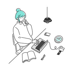 カフェで仕事をするノマドワーカー