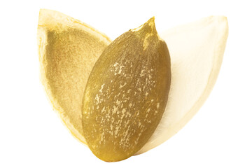 Pumpkin seeds isolated on white background. Pumpkin seeds with clipping path. Pumpkin seeds Full depth of field.