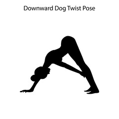 Downward dog twist pose yoga workout silhouette
