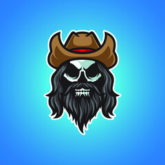 Cowboy Skull Head Mascot Logo
