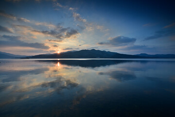 sunset over the lake