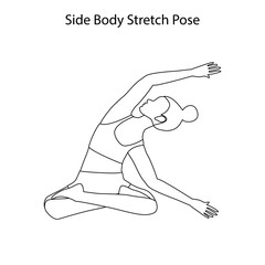 Side body stretch pose yoga workout outline