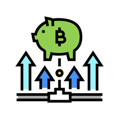 fundraising digital coin ico color icon vector. fundraising digital coin ico sign. isolated symbol illustration