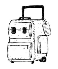 Hand drawn illustration of a luggage. Editable for changing colors. Vector EPS. 