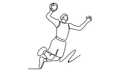 Continue line of basketball player dunking